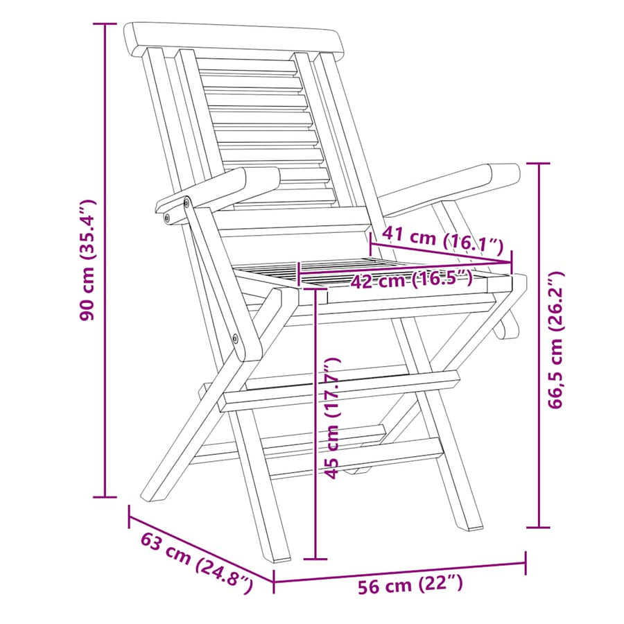 Folding Chairs 8 pcs 56x63x90 cm Solid Wood Teak