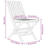 Folding Garden Chairs 4 pcs 47x47x89 cm Solid Wood Teak - 45-Degree Angle