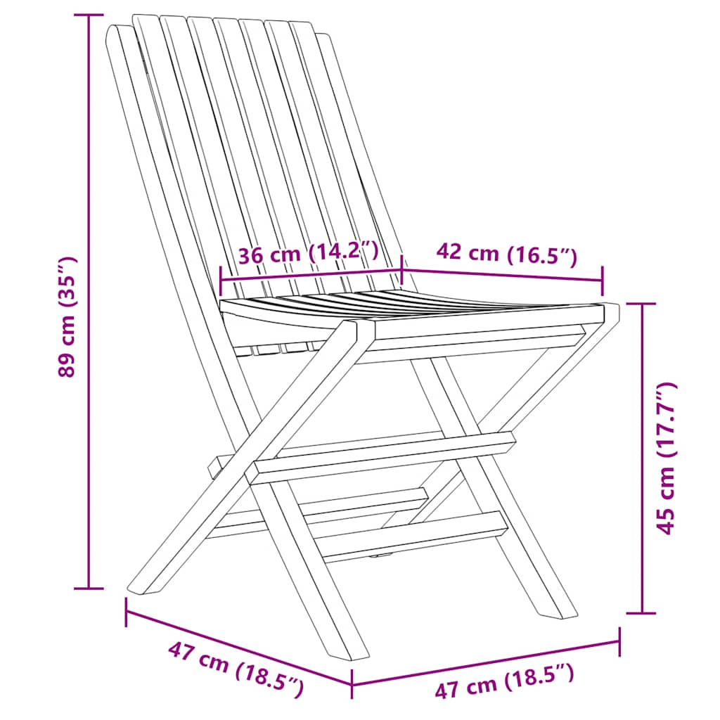 Folding Garden Chairs 8 pcs 47x47x89 cm Solid Wood Teak