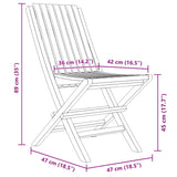 Folding Garden Chairs 8 pcs 47x47x89 cm Solid Wood Teak - 45-Degree Angle