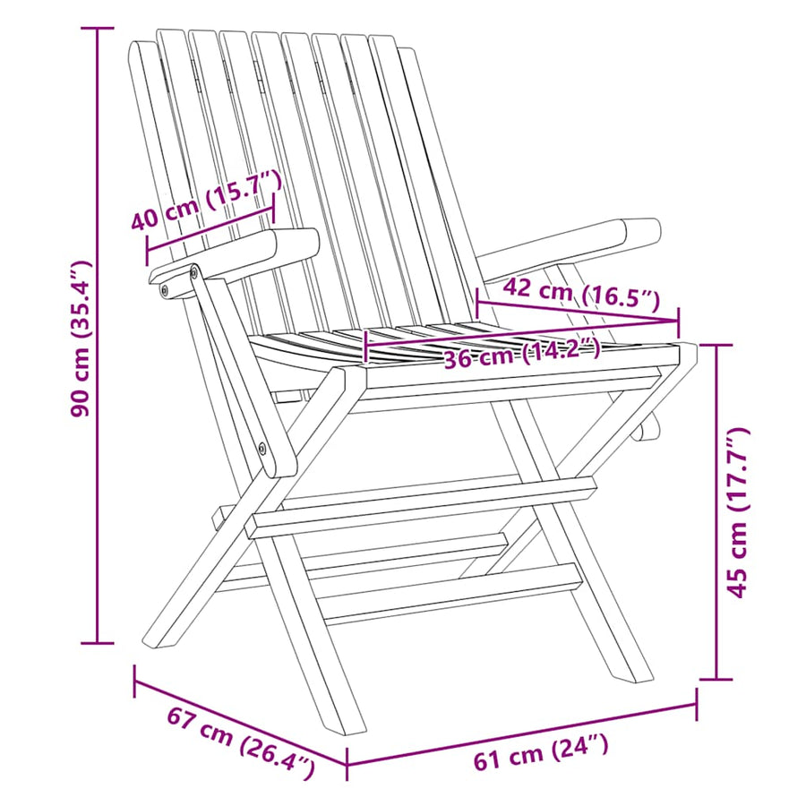 Folding Chairs 6 pcs 61x67x90 cm Solid Wood Teak
