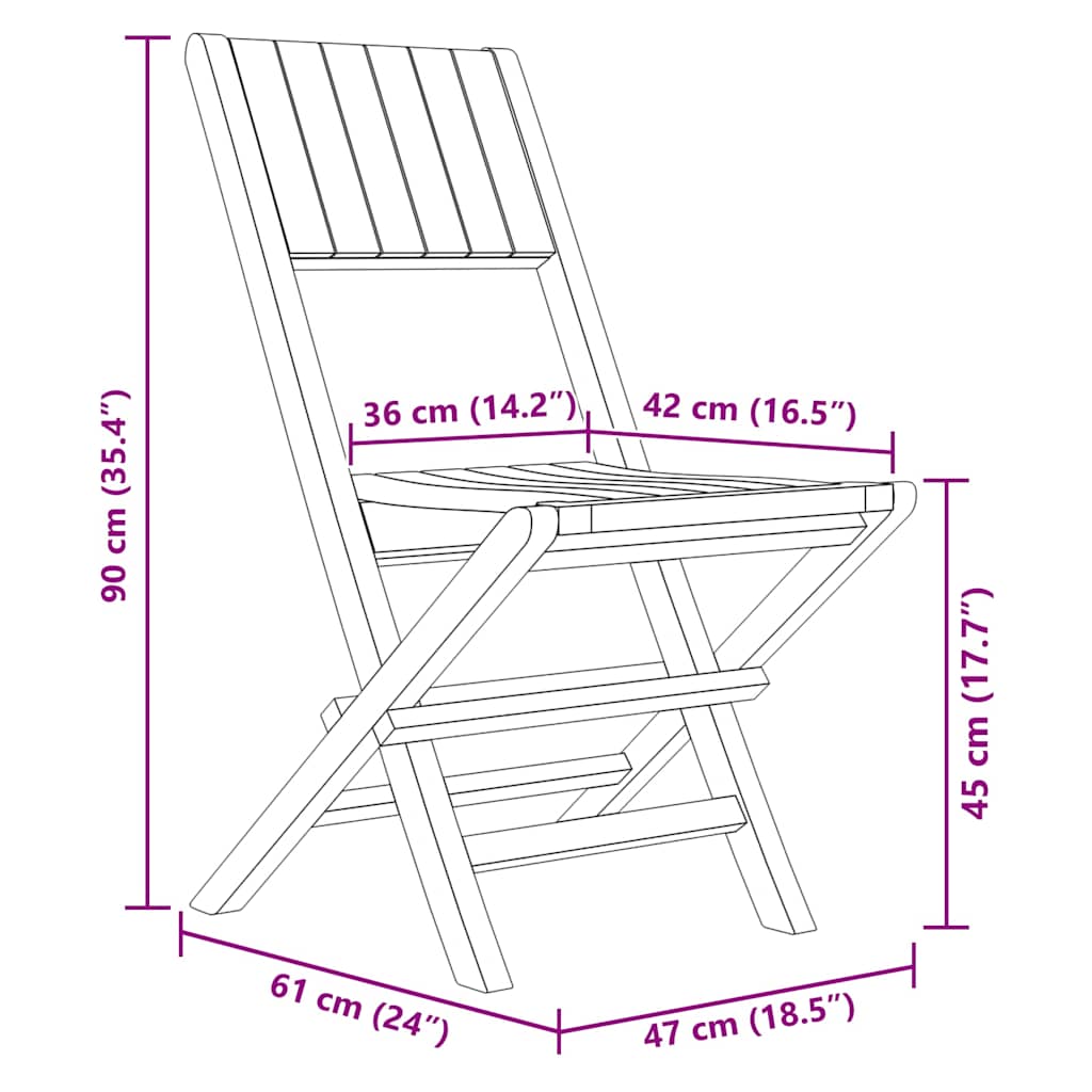 Folding Garden Chairs 6 pcs 47x61x90 cm Solid Wood Teak
