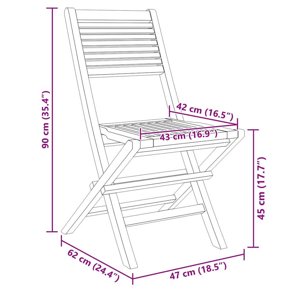 Folding Garden Chairs 8 pcs 47x62x90 cm Solid Wood Teak