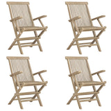 Folding Garden Chairs 4 pcs Grey 56x61x89 cm Solid Wood Teak