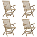 Folding Chairs 4 pcs Grey 56x61x89 cm Solid Wood Teak