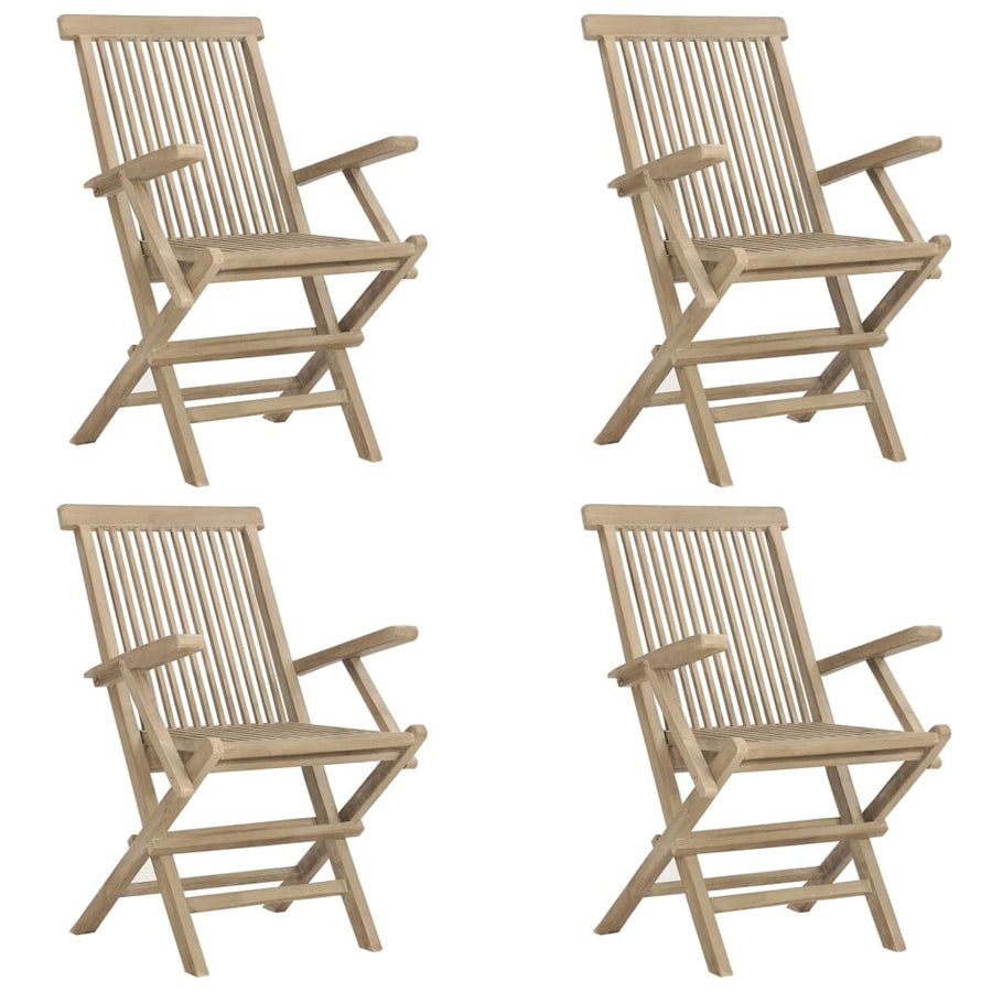 Folding Chairs 4 pcs Grey 56x61x89 cm Solid Wood Teak
