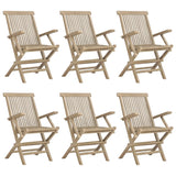 Folding Garden Chairs 6 pcs Grey 56x61x89 cm Solid Wood Teak - Front View