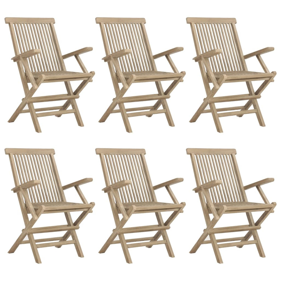 Folding Chairs 6 pcs Grey 56x61x89 cm Solid Wood Teak