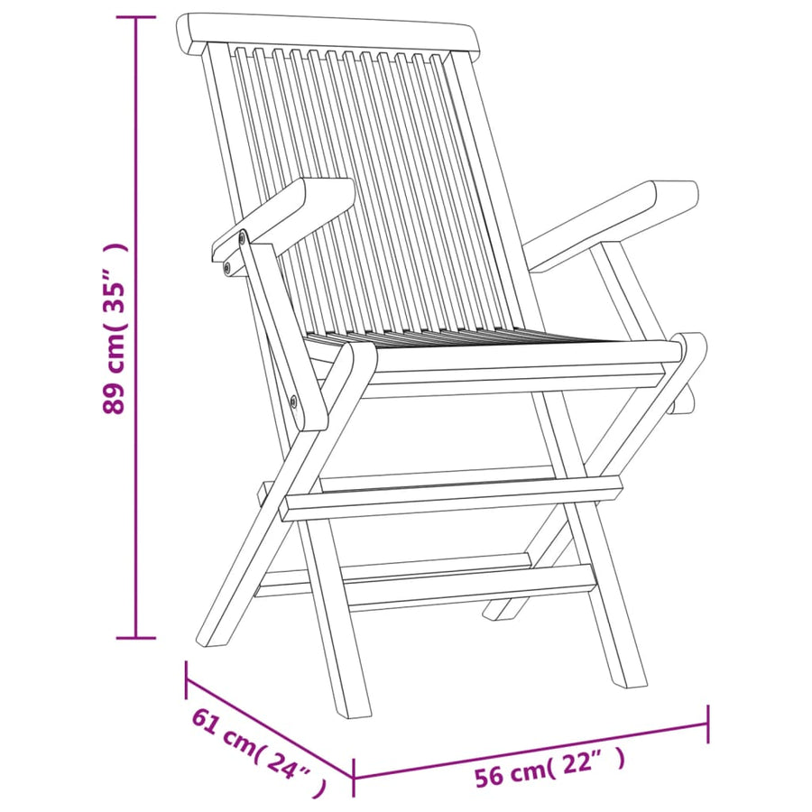 Folding Chairs 6 pcs Grey 56x61x89 cm Solid Wood Teak