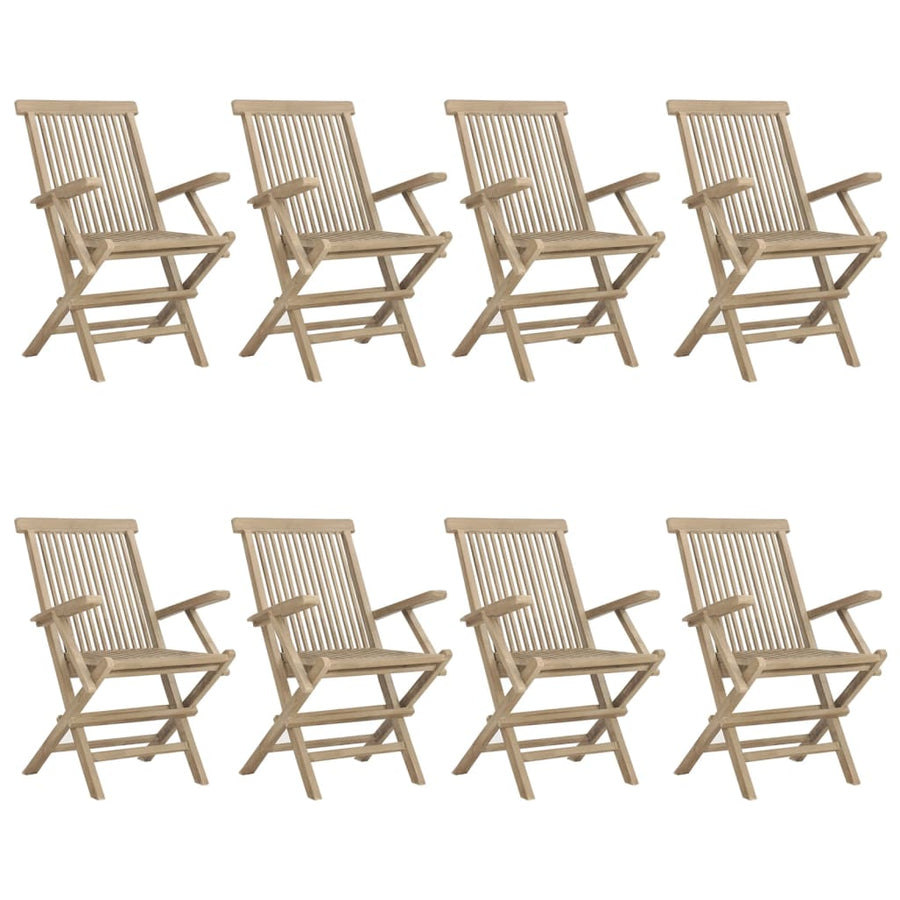 Folding Chairs 8 pcs Grey 56x61x89 cm Solid Wood Teak