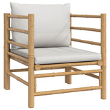 6 Piece Garden Lounge Set with Light Grey Cushions Bamboo - Top-Down View