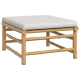 6 Piece Garden Lounge Set with Light Grey Cushions Bamboo - Rear View