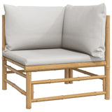 7 Piece Garden Lounge Set with Light Grey Cushions Bamboo - 45-Degree Angle