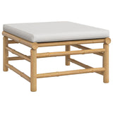7 Piece Garden Lounge Set with Light Grey Cushions Bamboo - Close-Up Angle