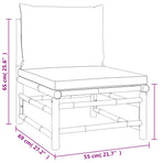 4 Piece Garden Lounge Set with Light Grey Cushions Bamboo