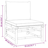 4 Piece Garden Lounge Set with Light Grey Cushions Bamboo - Rear View