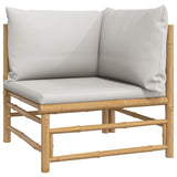 5 Piece Garden Lounge Set with Light Grey Cushions Bamboo - 45-Degree Angle
