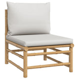 9 Piece Garden Lounge Set with Light Grey Cushions Bamboo - 45-Degree Angle