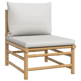 10 Piece Garden Lounge Set with Light Grey Cushions Bamboo - Rear View