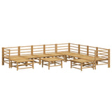 11 Piece Garden Lounge Set with Light Grey Cushions Bamboo - Top-Down View