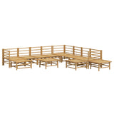 12 Piece Garden Lounge Set with Light Grey Cushions Bamboo - Top-Down View