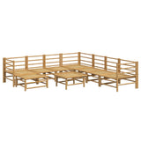 9 Piece Garden Lounge Set with Light Grey Cushions Bamboo - Top-Down View