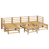 7 Piece Garden Lounge Set with Light Grey Cushions Bamboo - Top-Down View