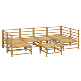 7 Piece Garden Lounge Set with Light Grey Cushions Bamboo - Top-Down View