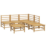 6 Piece Garden Lounge Set with Light Grey Cushions Bamboo - Top-Down View