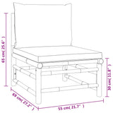 5 Piece Garden Lounge Set with Light Grey Cushions Bamboo - Extra Image