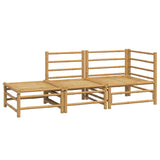 3 Piece Garden Lounge Set with Light Grey Cushions Bamboo - Top-Down View