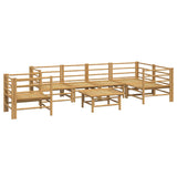 7 Piece Garden Lounge Set with Light Grey Cushions Bamboo - Top-Down View