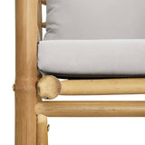 7 Piece Garden Lounge Set with Light Grey Cushions Bamboo - Low Angle