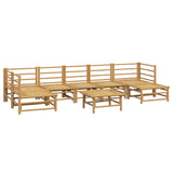 8 Piece Garden Lounge Set with Light Grey Cushions Bamboo - Top-Down View