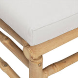 8 Piece Garden Lounge Set with Light Grey Cushions Bamboo - Low Angle