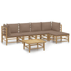 6 Piece Garden Lounge Set with Taupe Cushions Bamboo
