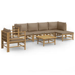 7 Piece Garden Lounge Set with Taupe Cushions Bamboo