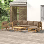 7 Piece Garden Lounge Set with Taupe Cushions Bamboo