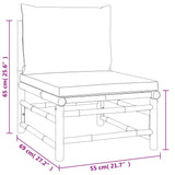 4 Piece Garden Lounge Set with Taupe Cushions  Bamboo - Close-Up Angle