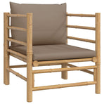 5 Piece Garden Lounge Set with Taupe Cushions Bamboo