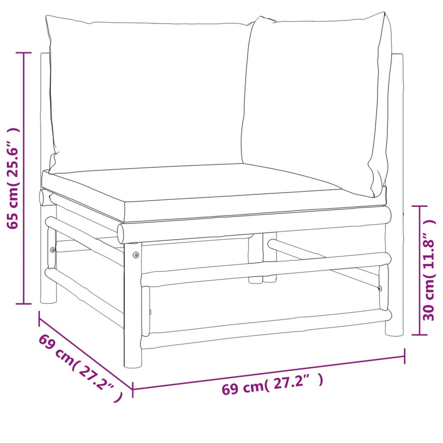 5 Piece Garden Lounge Set with Taupe Cushions Bamboo