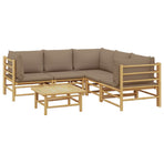 6 Piece Garden Lounge Set with Taupe Cushions Bamboo