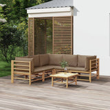 6 Piece Garden Lounge Set with Taupe Cushions Bamboo