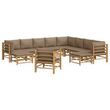 12 Piece Garden Lounge Set with Taupe Cushions Bamboo