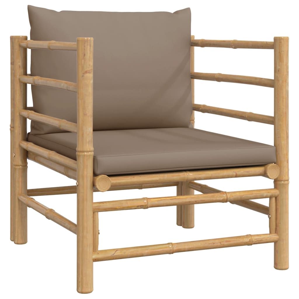 12 Piece Garden Lounge Set with Taupe Cushions Bamboo