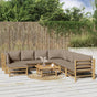 9 Piece Garden Lounge Set with Taupe Cushions Bamboo