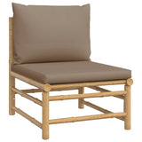 7 Piece Garden Lounge Set with Taupe Cushions  Bamboo - 45-Degree Angle