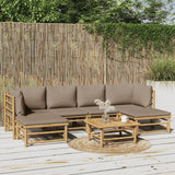 7 Piece Garden Lounge Set with Taupe Cushions  Bamboo