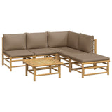 6 Piece Garden Lounge Set with Taupe Cushions Bamboo