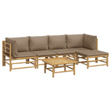 6 Piece Garden Lounge Set with Taupe Cushions  Bamboo - Side View